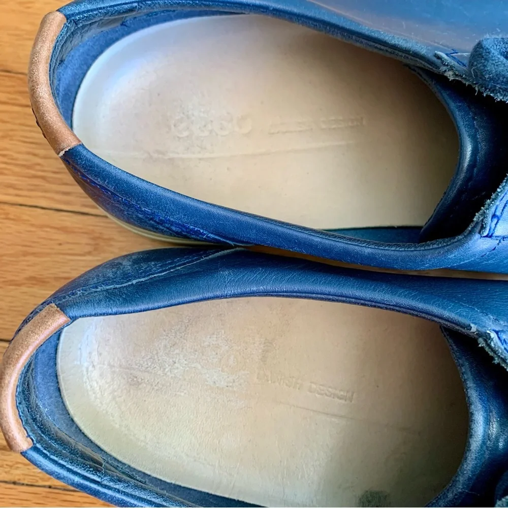 Men’s navy leather Ecco shoes - Picture 6 of 10